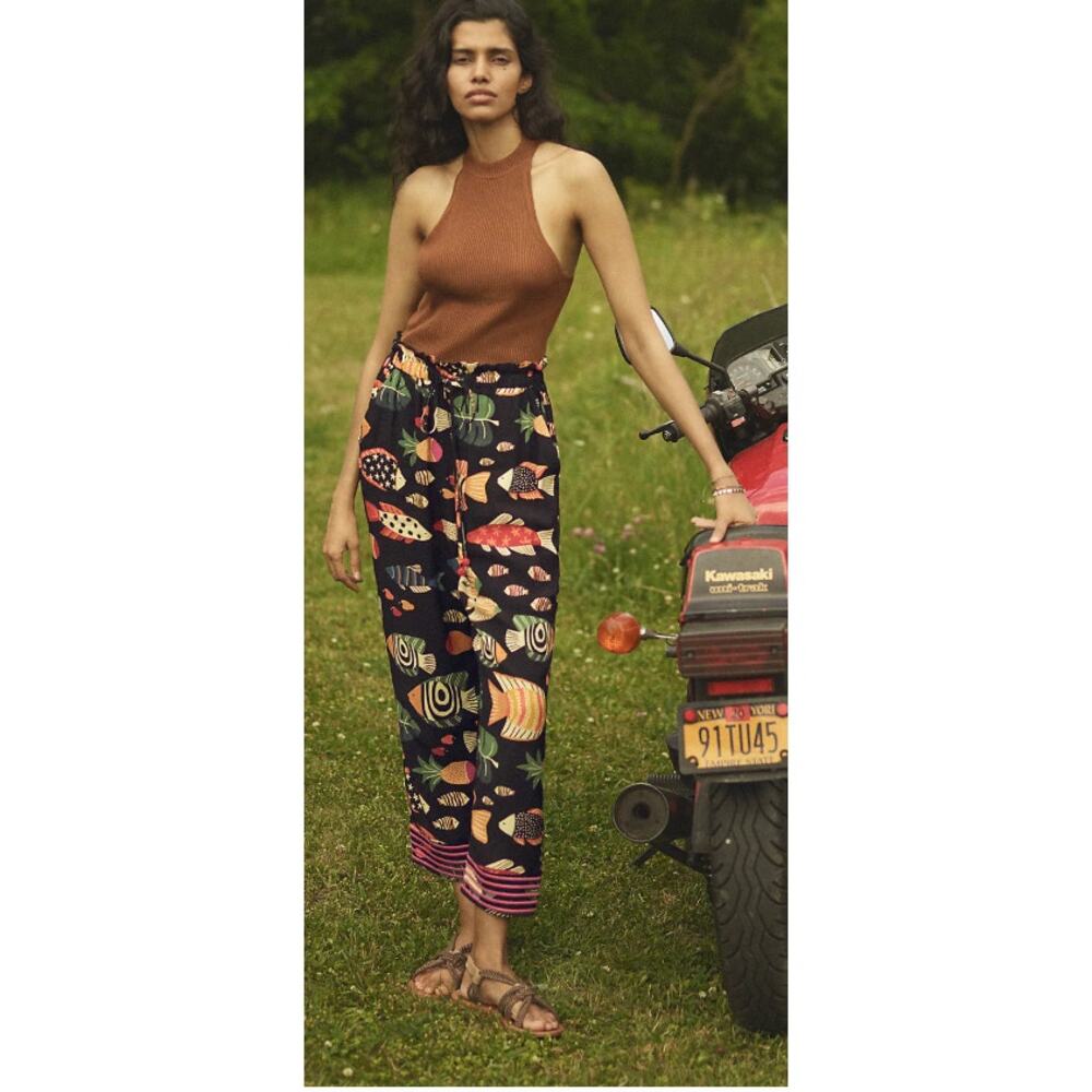 Farm Rio Sea Life Cropped Jogger Pants XS Boho Anthropologie
